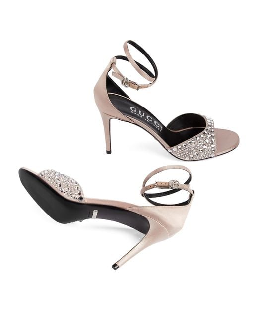 Gucci White Crystal-embellished Heeled Sandals 85
