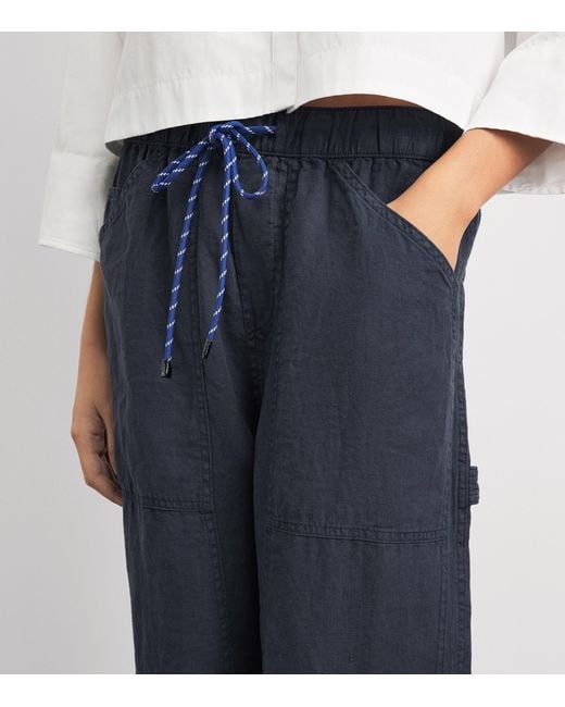 Rag & Bone Blue Linen Atlas Wide-Leg Trousers