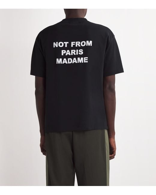 Drole de Monsieur Black Cotton Slogan T-Shirt for men