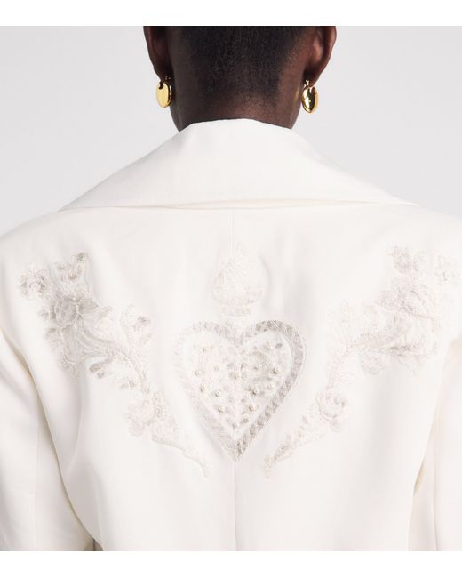 Cinq À Sept White Rococo Embroidered Karlie Blazer