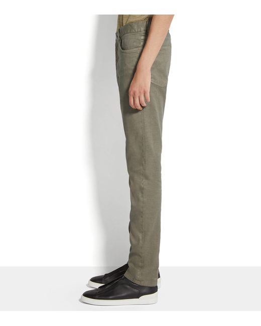 Zegna Gray Linen-cotton Roccia Slim Jeans for men