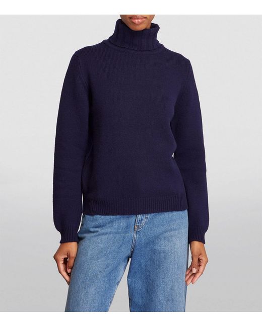 Harrods Blue Cashmere Rollneck Sweater