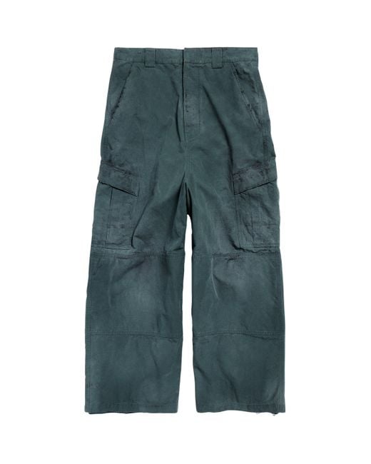 Balenciaga Blue Cotton Oversized Cargo Trousers for men