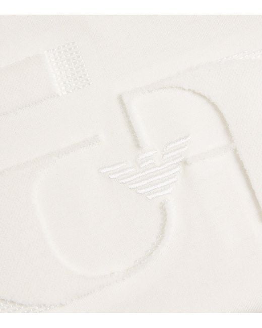 Emporio Armani White Cotton Flocked Logo T-Shirt for men