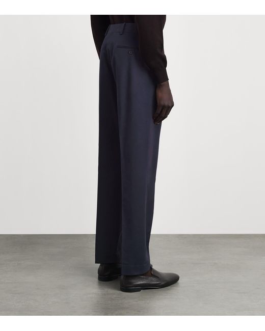 Ralph Lauren Blue Wool Gabardine Straight Trousers for men