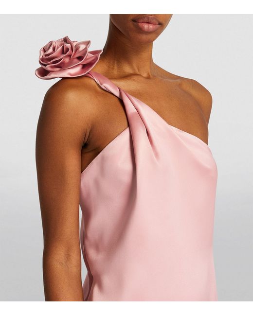 Magda Butrym Pink Asymmetric Floral Appliqué Dress