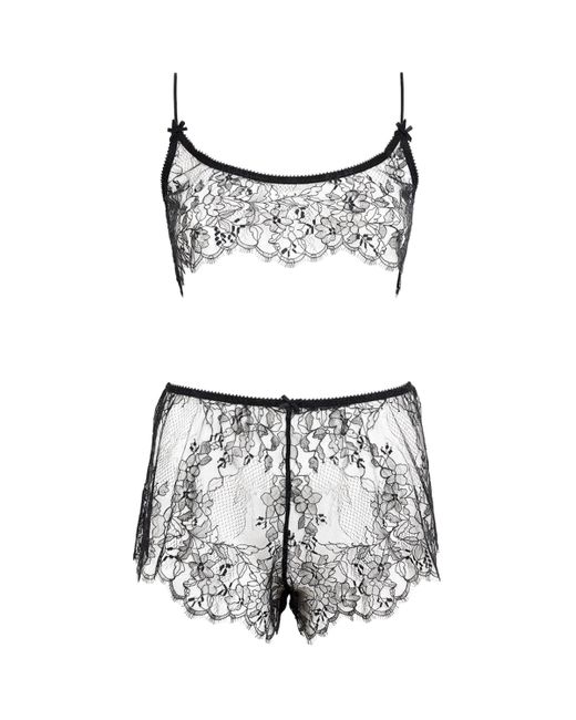 Skims White Ultra Fine Lace Bralette And Shorts Set