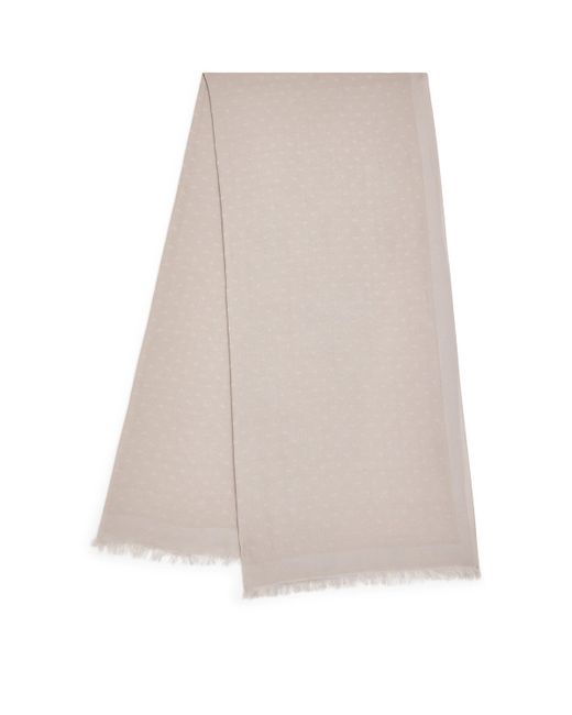 Emporio Armani Natural Cotton-Blend Jacquard Logo Scarf for men