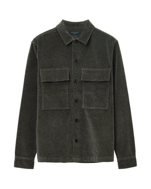 AllSaints Green Corduroy Hawker Overshirt for men