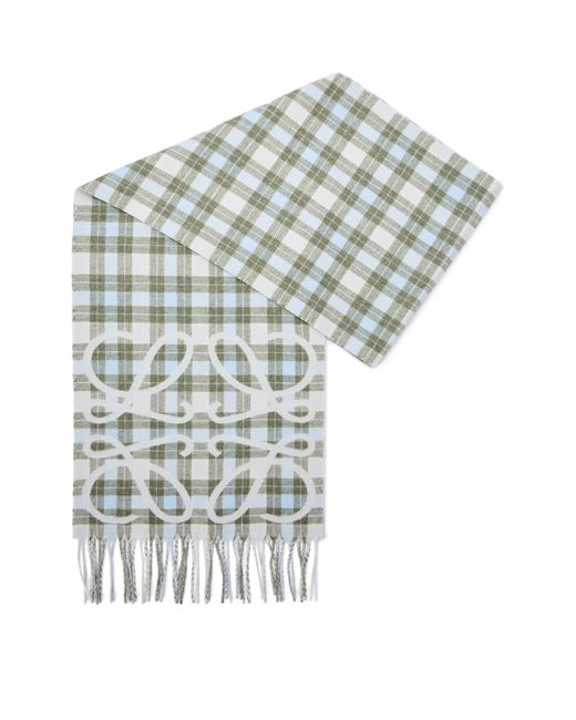 Loewe White Silk-Cashmere Anagram Check Scarf