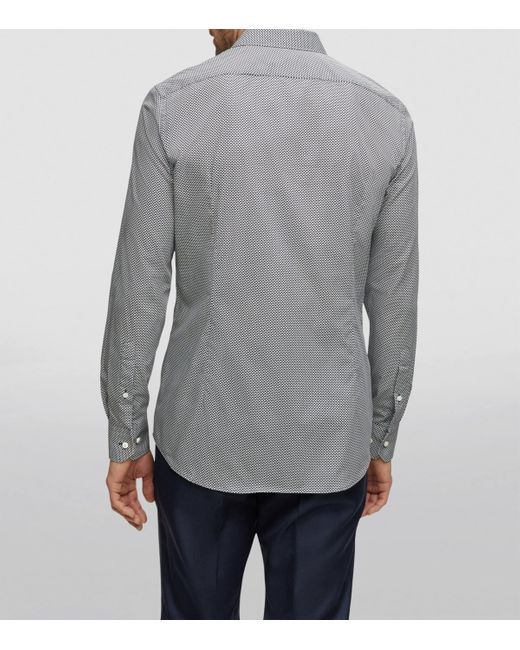 Boss Gray Printed Slim-Fit Shirt for men