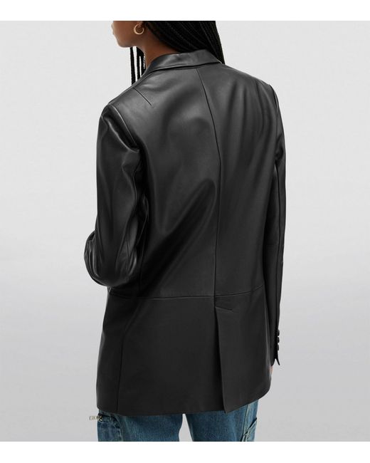 AllSaints Black Leather Deri Blazer