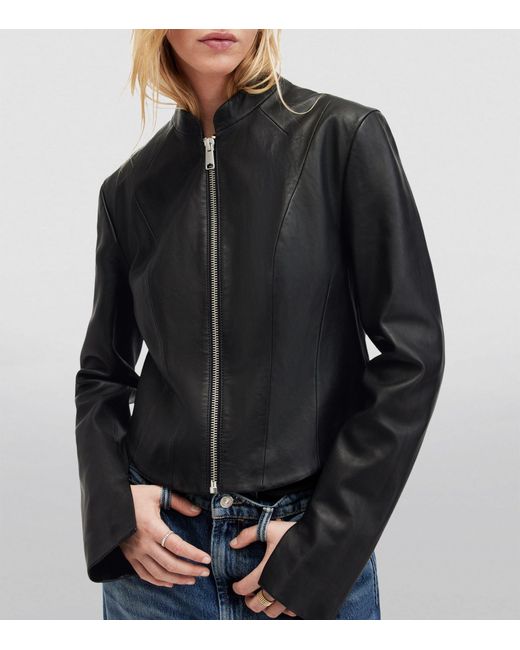 AllSaints Black Sadler Leather Jacket