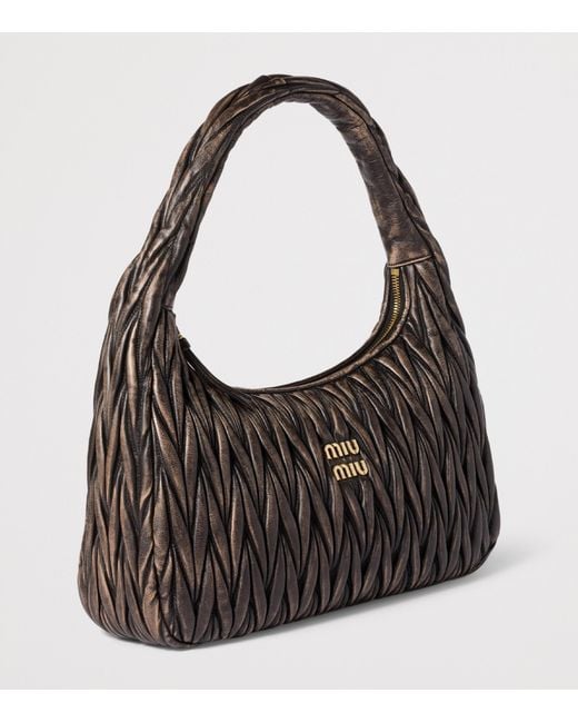 Miu Miu Black Matelassé Calfskin Wander Shoulder Bag