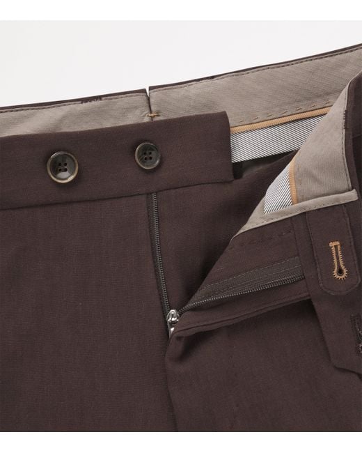 Boss Brown Linen-Wool Tailored Trousers for men