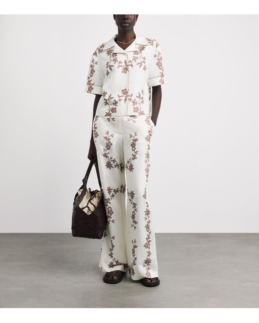 Claudie Pierlot White Floral Print Wide-Leg Trousers