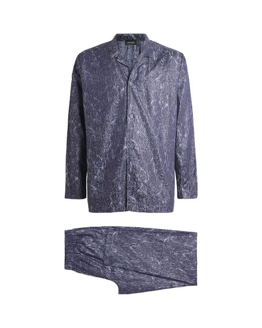 Hanro Blue Cotton Selection Pyjama Set for men