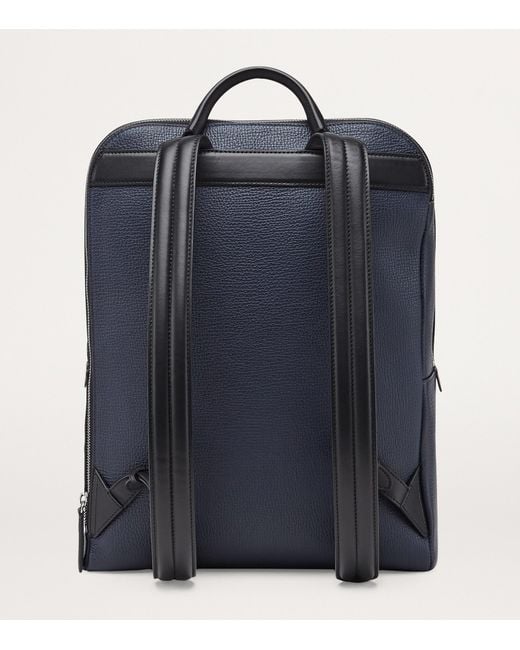 Smythson Blue Ludlow Leather Backpack for men