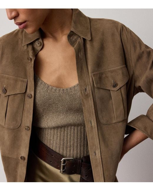 Ralph Lauren Brown Suede Landry Shirt