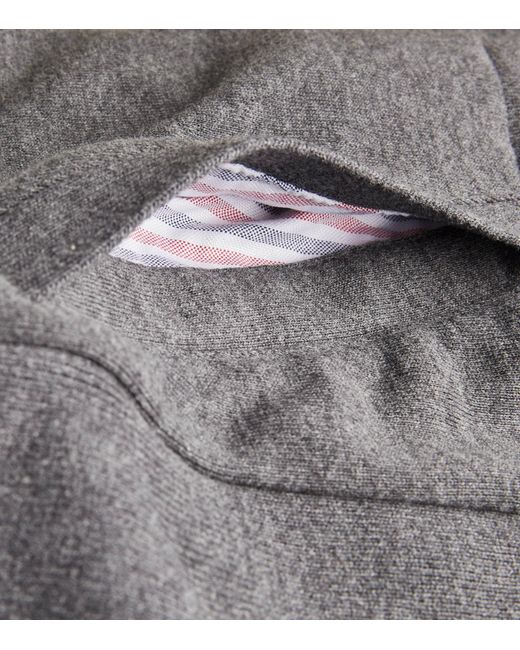Thom Browne Gray Four-Stripe Zip-Up Hoodie for men