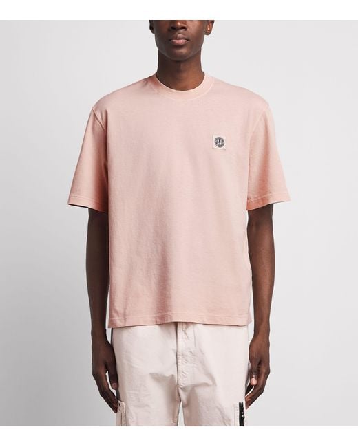 Stone Island Pink Organic Cotton Ghost T-Shirt for men
