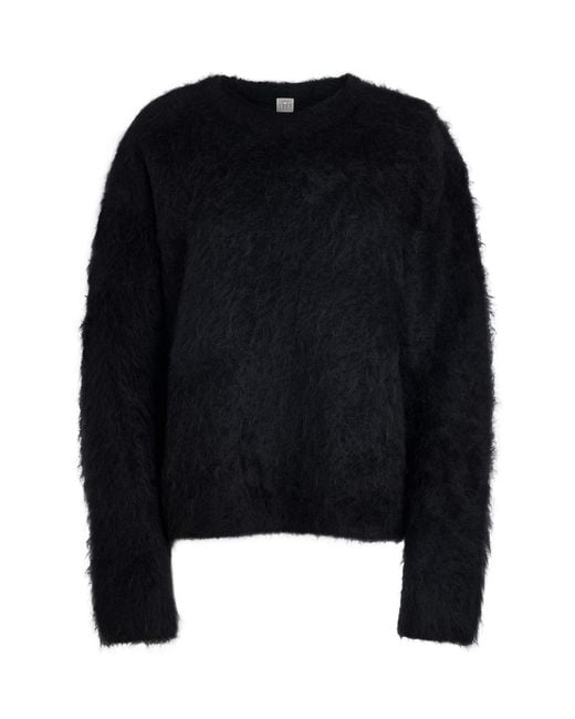 Totême Black Alpaca-Blend Boxy Sweater