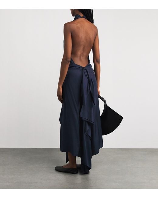 Brandon Maxwell Blue The Marin Scarf Midi Dress
