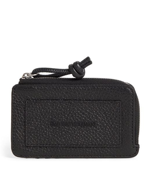 Emporio Armani Black Leather Zipped Cardholder for men