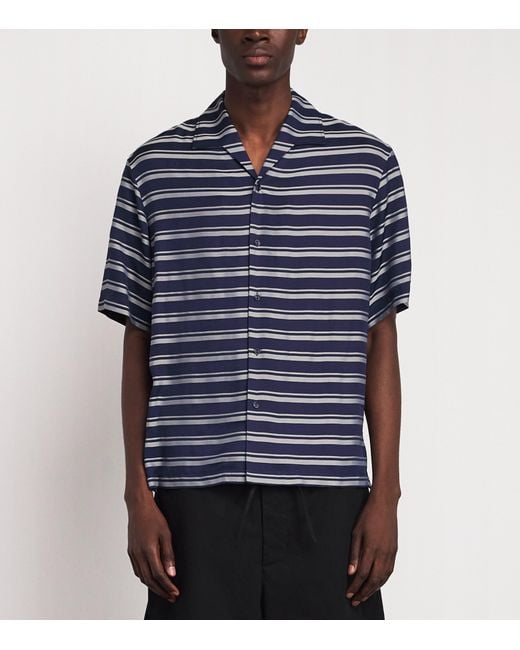 Sandro Blue Stripe Short-Sleeve Shirt for men