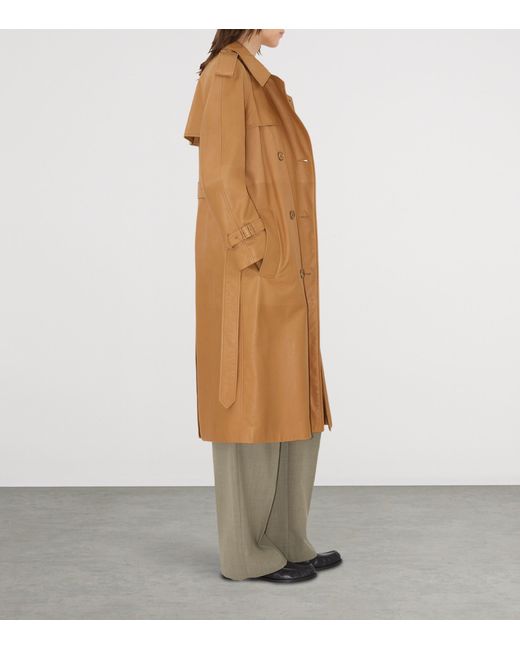 Burberry Natural Long Leather Castleford Trench Coat