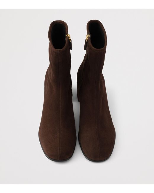 Prada Brown Suede Stretch Booties Ankle Boots 55