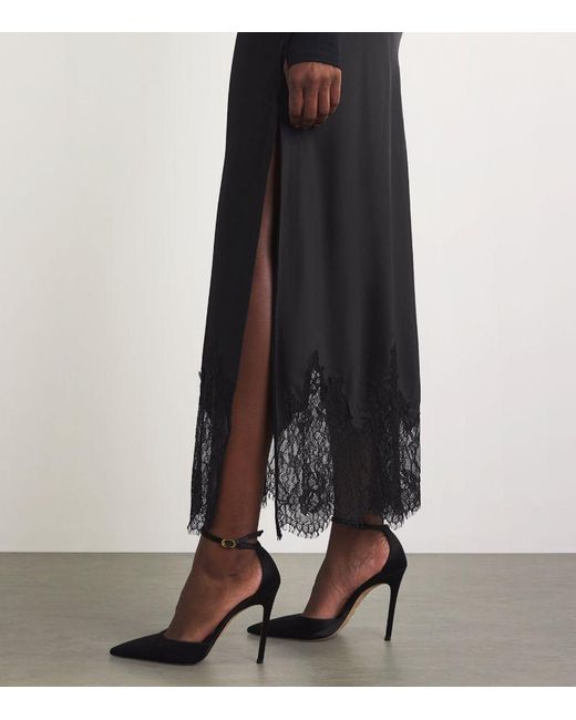 Alice + Olivia Black Lace-Trim Maeve Slip Skirt