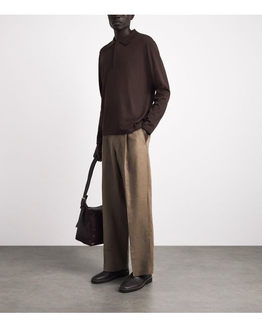 NN07 Brown Organic Cotton-Silk Polo Sweater