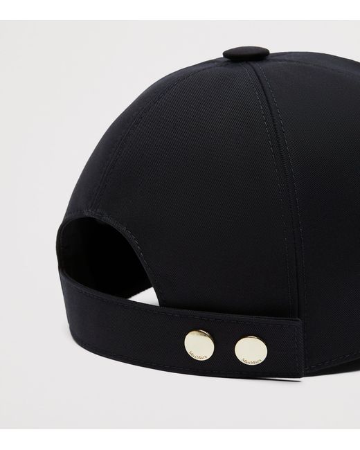 Max Mara Black Water-Repellent Monogram Baseball Cap