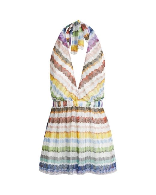 Missoni White Zigzag Plunge Playsuit