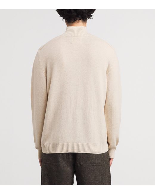 Harrods Natural Cashmere Button-Down Sweater for men