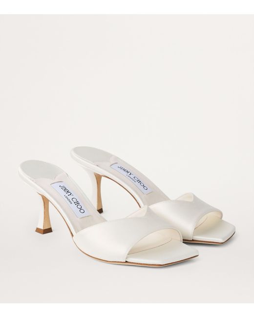 Jimmy Choo White Skye 70 Satin Mules