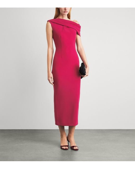 Roland Mouret Pink Asymmetric Midi Dress