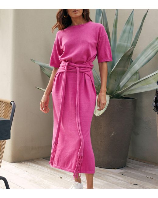 Chinti & Parker Pink Knitted Monaco Midi Dress