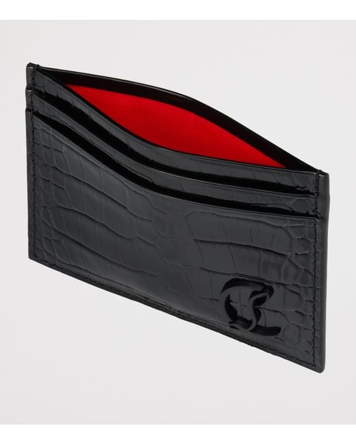 Christian Louboutin Black Mooncrest Crocodile-Embossed Card Holder for men