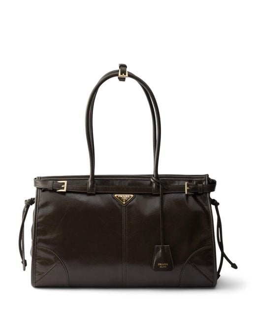 Prada Black Large Leather Bonnie Shoulder Bag