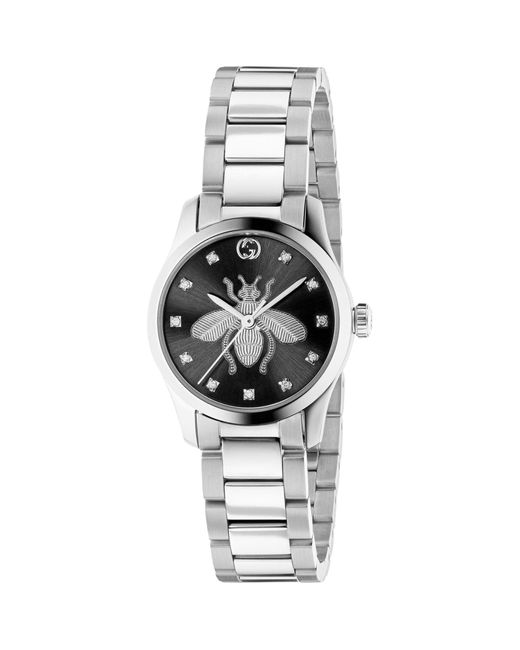 Gucci Metallic Stainless Steel And Diamond G-timeless Iconic Watch 27mm