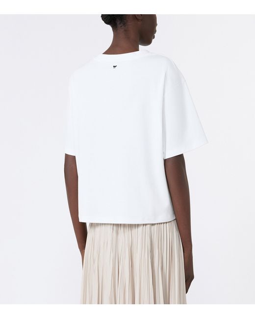 Weekend by Maxmara White Cotton Lace Applique T-Shirt