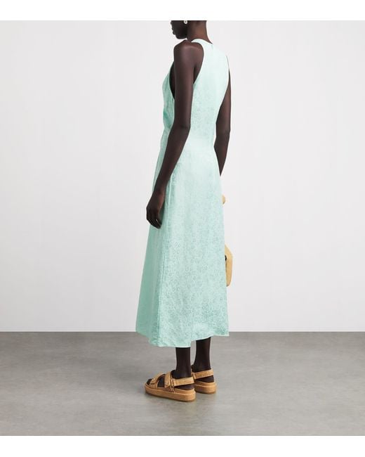 Sandro Blue Floral-Jacquard Maxi Dress