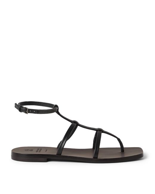 Brunello Cucinelli Brown Nappa Leather Precious Strap Sandals