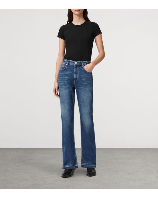 AllSaints Blue Bootcut Fable Mid-Rise Jeans