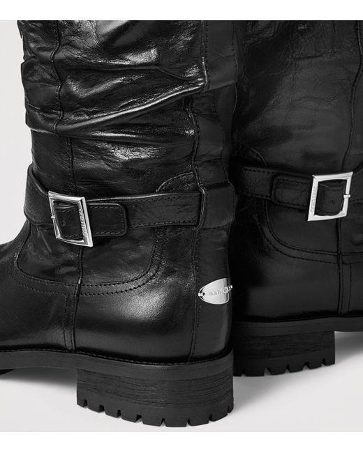 Jimmy Choo Black Biker Leather Knee High Boots