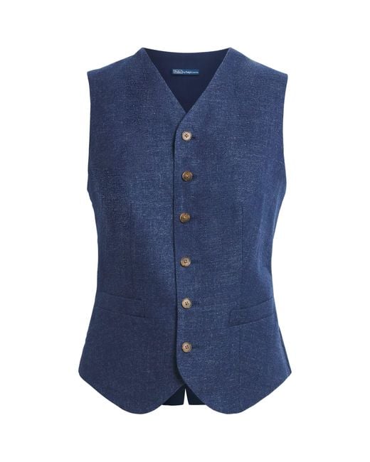 Polo Ralph Lauren Blue Linen-Cotton Waistcoat