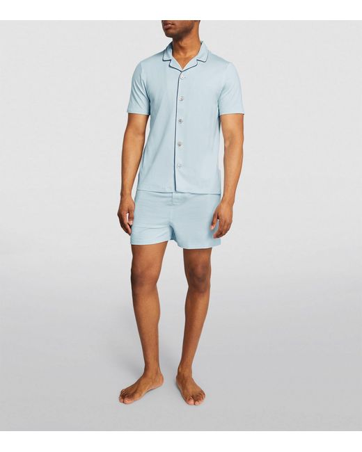 Derek Rose Blue Micro Modal Short Pyjama Set for men