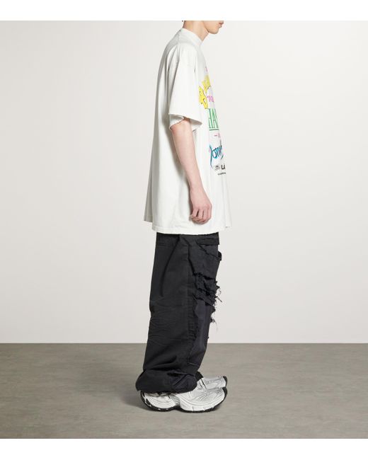 Balenciaga White Oversized Logo T-Shirt for men